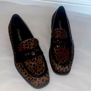 Jeffrey Campbell HORNSBY LOAFERS Slip On CALF HAIR Animal Print size 6